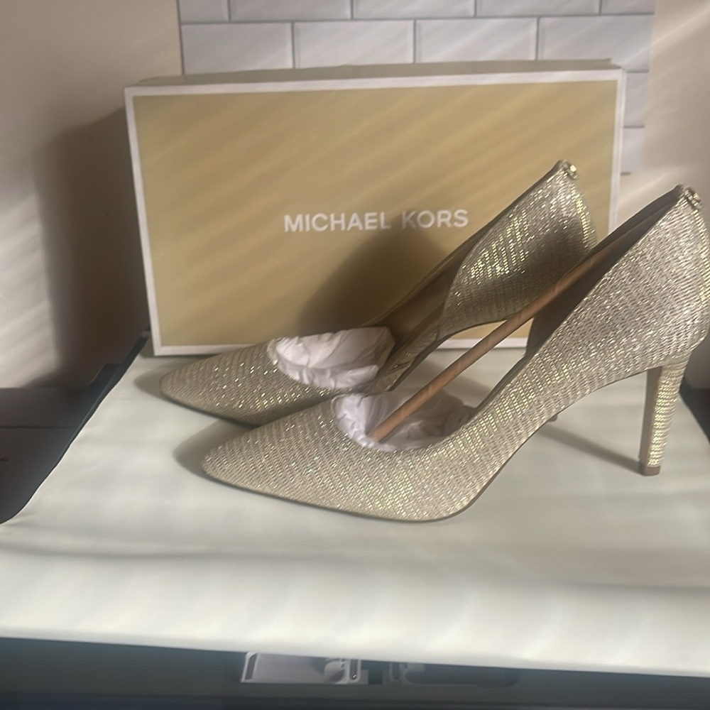 Michael Michael Kors Dorothy Flex D’Orsay Glitter Chain Mesh Pumps size. 10